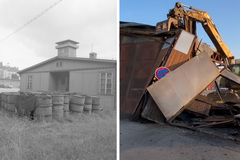 Bourání hasičské stanice v Holešovicích