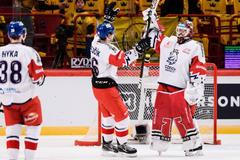 hokej, Švédské hry 2020, Česko - Rusko, radost českých hokejistů, Jakub Krejčík, Dominik Furch