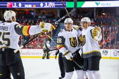 hokej, NHL 2019/2020, Calgary - Vegas, Tomáš Nosek (vpravo)