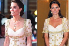 Vévodkyně Kate vynesla na červený koberec recyklované šaty. Měla je už před 8 lety na státní večeři