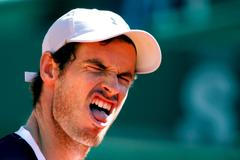 FILE PHOTO: Andy Murray of Britain reacts after missing a point against France's Benoit Paire at the Monte Carlo Masters in Monaco