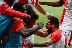 30. kolo fotbalové Fortuna:Ligy, Slavia - Zlín: Slávisté se radují z gólu