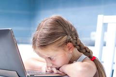 Žák - smutek - online výuka počítač