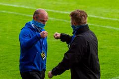 23. kolo fotbalové Fortuna:Ligy 2019/20, Teplice - Liberec: Trenéři Pavel Hoftych (vlevo) a Stanislav Hejkal