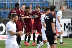 30. kolo fotbalové Fortuna:Ligy 2019/20, Slovácko - Sparta: Sparťané se radují z gólu