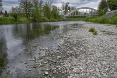 Téměř vyschlá řeka Olše v Karviné