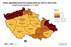 Nezaměstnanost v krajích-květen