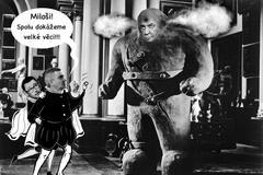 Zeman Mynář Ovčáček volby golem kresba