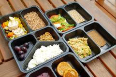 jídlo, krabičky, žena