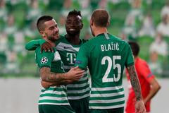 Radost fotbalistů Ferencvárose Budapešť po postupu do Ligy mistrů