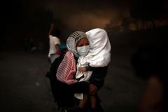 Požár v táboře Moria - Lesbos.