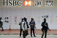 hongkong banka hsbc protest demonstrace