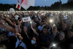 Předovolební mítink opoziční kandidátky Světlany Tichanouské v Minsku.