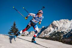 Markéta Davidová při sprintu v Hochfilzenu 2020