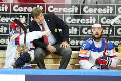 MS 2015, finále Kanada-Rusko: Vladimir Tarasenko, Oleg Znarok a   Ilja Kovalčuk