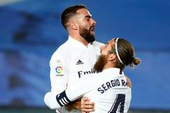 fotbal, španělská liga 2020/2021, Real Madrid - Atletico Madrid, Dani Carvajal, Sergio Ramos