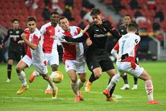 fotbal, Evropská liga 2020/2021, Bayer Leverkusen - Slavia Praha, Patrik Schick