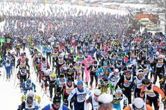 The start of the long distance cross country ski competition Vasaloppet in Salen