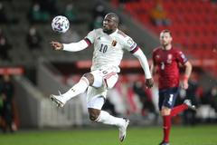 Romelu Lukaku v zápase kvalifikace MS 2022 Česko - Belgie