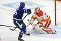 hokej, NHL 2021, Calgary Flames at Toronto Maple Leafs, David Rittich, Ilja Michejev
