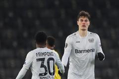 fotbal, Evropská liga 2020/2021, BSC Young Boys v Bayer Leverkusen, Patrik Schick slaví gól