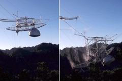 Moment, kdy se slavná observatoř Arecibo zřítila. Zahrála si i v bondovce