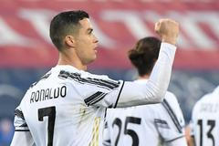 27. kolo italské fotbalové ligy 2020/21, Cagliari - Juventus: Cristiano Ronaldo slaví gól