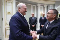 hokej, MS, Bělorusko, prezident Alexander Lukašenko, šéf IIHF René Fasel