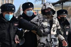 Demonstrace za Navalného ve městě Omsk