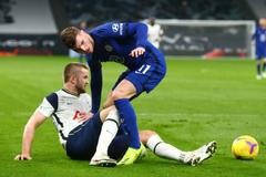 fotbal, anglická liga 2020/2021, Premier League - Tottenham Hotspur v Chelsea, Eric Dier, Timo Werner