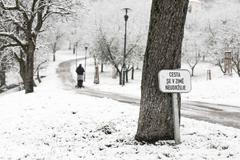 Zasněžená Praha, sníh, panorama, zima, leden 2021