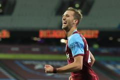 11. kolo anglické Premier League, West Ham - Manchester United: Tomáš Souček slaví svůj gól na 1:0