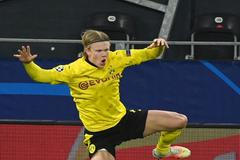 Odveta osmifinále Ligy mistrů 2020/21, Dortmund - Sevilla: Erling Braut Haaland slaví gól Borussie