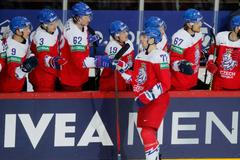 Filip Chytil slaví gól v zápase Česko - Británie na MS 2021