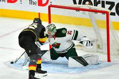 NHL, Vegas  - Minnesota: Mattias Janmark (26) -  Cam Talbot  (33)