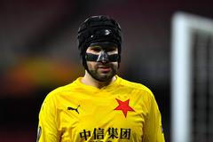 Ondřej Kolář ve čtvrtfinále EL Arsenal - Slavia