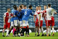 fotbal, Evropská liga 2020/2021, odveta osmifinále, Glasgow Rangers v Slavia Praha