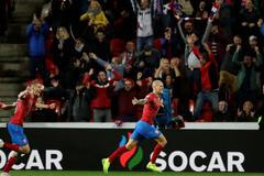 Zdeněk Ondrášek slaví gól v utkání kvalifikace ME 2020 Česko - Anglie