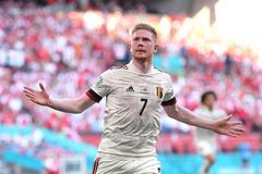 fotbal, ME, Euro 2020, Dánsko - Belgie, Kevin de Bruyne, gól, radost
