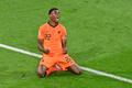 fotbal, ME 2020, Euro 2020, Nizozemsko - Ukrajina, Denzel Dumfries slaví vítězný gól