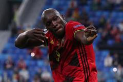fotbal, ME ve fotbale 2020, Euro 2020, Belgie - Rusko, Romelu Lukaku, radost, gól
