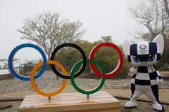 FILE PHOTO: Unveiling of a display of Olympic symbol on Mt. Takao in Hachioji