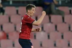 Lukáš Masopust slaví gól na 2:1 v zápase Česko - Albánie