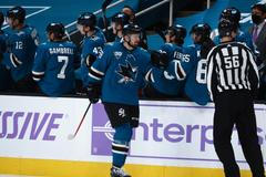 hokej, NHL 2021, Colorado Avalanche vs. San Jose Sharks, Tomáš Hertl radost