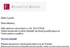 Podvodný e-mail s logem Finanční správy