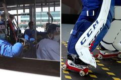 Přes asfalt a na kolečkách. Hokejisté na MS musejí jezdit po Rize v plné výstroji