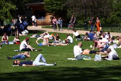 británie, horko, počasí, park, londýn