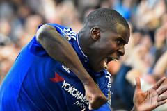 Kurt Zouma celebrates after scoring the first goal for Chelsea