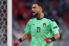 Belgie - Itálie, čtvrtfinále Euro 2020, slavící Gianluigi Donnarumma