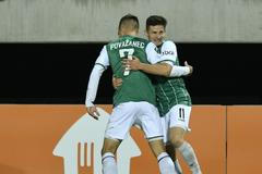 fotbal, Evropská konferenční liga 2021/2022, Jablonec - Kluž, Jakub Považanec, Václav Pilař, gól, radost